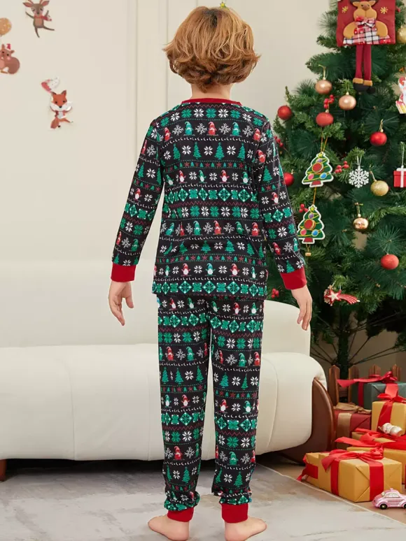 Pyjamas de Noël familiaux Fair Isle noirs et verts 2026