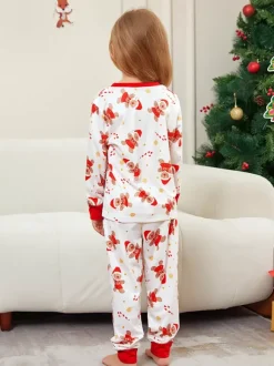 Pyjamas de Noël familiaux imprimés bonhomme en pain d'épice blanc et rouge 2026