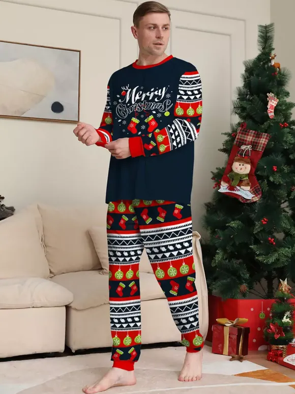 Pyjamas de Noël familiaux à motifs Fair Isle bleu marine rouge et vert collection 2026