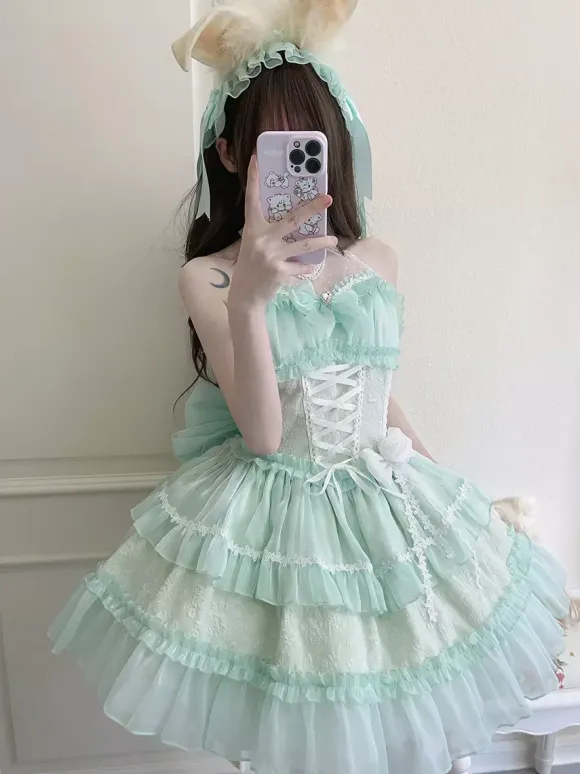rentrée scolaireRobe Lolita gothique pastel à volants et lacets rose et blanc style romantique robe Hime Lolita