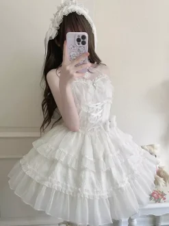 rentrée scolaireRobe Lolita gothique pastel à volants et lacets rose et blanc style romantique robe Hime Lolita