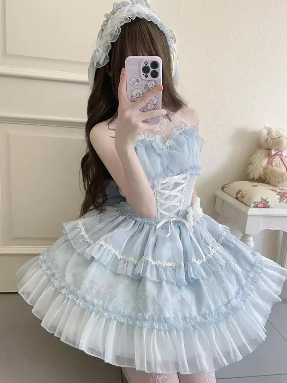 rentrée scolaireRobe Lolita gothique pastel à volants et lacets rose et blanc style romantique robe Hime Lolita