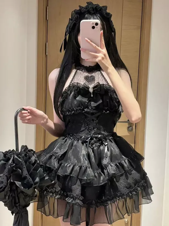 rentrée scolaireRobe Lolita gothique pastel à volants et lacets rose et blanc style romantique robe Hime Lolita