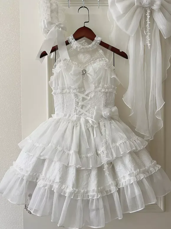 rentrée scolaireRobe Lolita gothique pastel à volants et lacets rose et blanc style romantique robe Hime Lolita