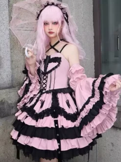 rentrée scolaireRobe Lolita gothique à volants en dentelle Tokisaki Kurumi