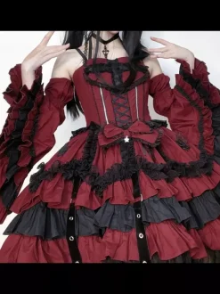 rentrée scolaireRobe Lolita gothique à volants en dentelle Tokisaki Kurumi