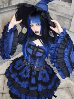 rentrée scolaireRobe Lolita gothique à volants en dentelle Tokisaki Kurumi