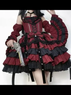 rentrée scolaireRobe Lolita gothique à volants en dentelle Tokisaki Kurumi