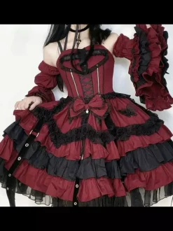 rentrée scolaireRobe Lolita gothique à volants en dentelle Tokisaki Kurumi