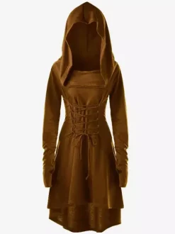 Robe à capuche style Renaissance médiévale pour femme tenue elfique pour Halloween et cosplay