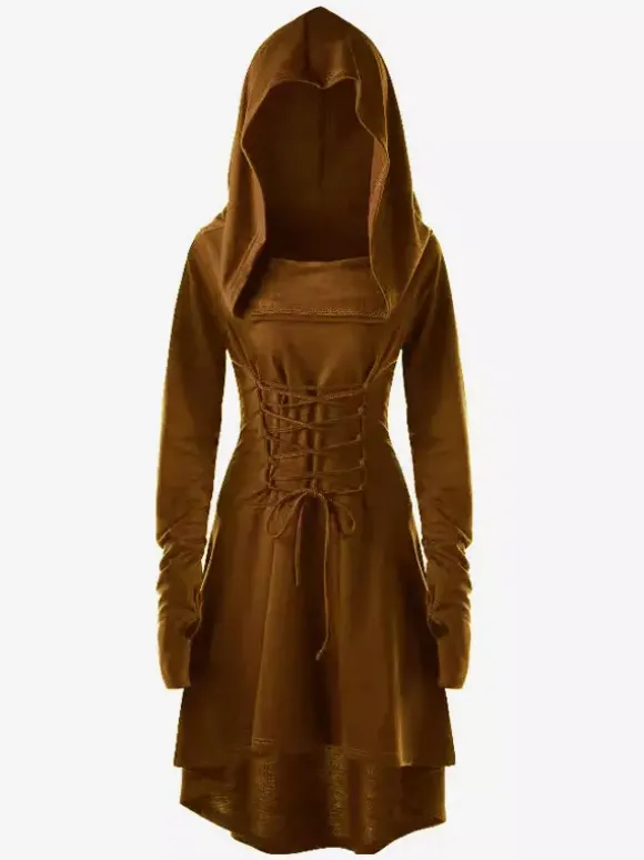 Robe à capuche style Renaissance médiévale pour femme tenue elfique pour Halloween et cosplay