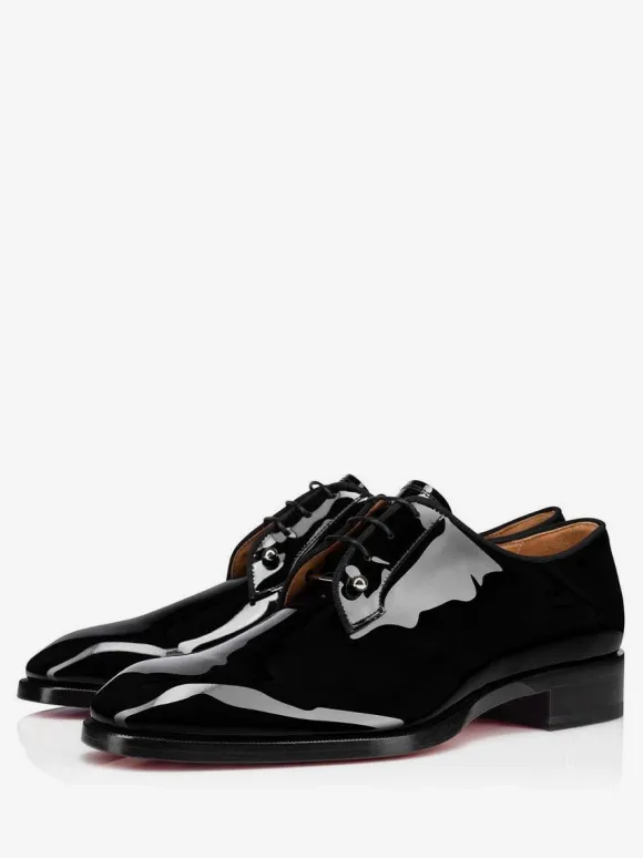 Robe à lacets en cuir verni pour hommes Derby Prom Party Chaussures de mariage