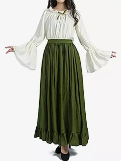 Robe à manches évasées style Renaissance médiévale irlandaise vêtements pour femmes à capuche robe de reine gothique rétro