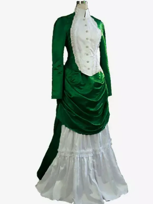 Robe abricot style édouardien tunique à manches longues robe vintage