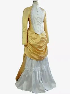 Robe abricot style édouardien tunique à manches longues robe vintage