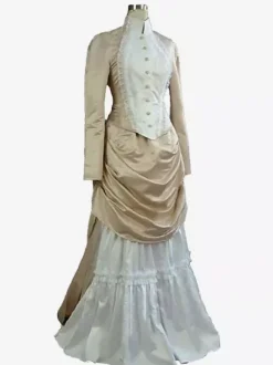 Robe abricot style édouardien tunique à manches longues robe vintage