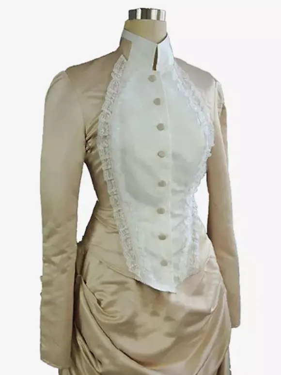 Robe abricot style édouardien tunique à manches longues robe vintage