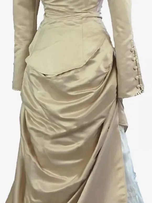 Robe abricot style édouardien tunique à manches longues robe vintage