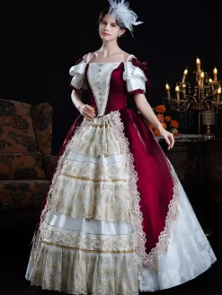 Robe baroque vintage pour femme robe en dentelle champagne à manches courtes