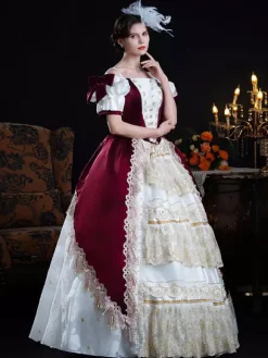 Robe baroque vintage pour femme robe en dentelle champagne à manches courtes