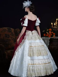 Robe baroque vintage pour femme robe en dentelle champagne à manches courtes