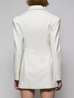 Robe blazer courte pour femme avec revers cranté strass et chaîne découpée