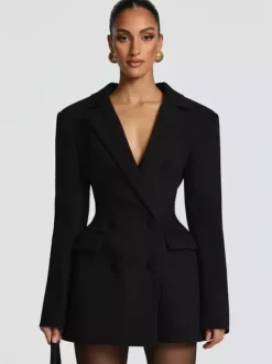 Robe blazer croisée avec foulard pour femme 2026
