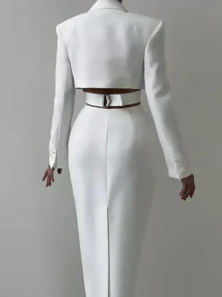 Robe blazer découpée à manches longues robe mi-longue de printemps pour femmes 2026
