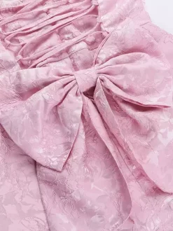 Robe bustier rose pâle à fleurs avec n艙ud papillon mini-robe trapèze pour fête d'anniversaire pour femme 2026