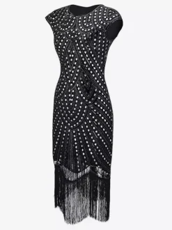 Robe charleston robe vintage 1920s Costume Gatsby Robe rétro à pailllete Déguisements Halloween Bourgogne