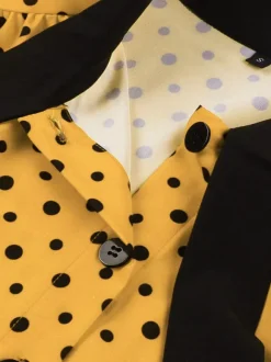 Robe chemise à pois avec ceinture et lien manches flottantes robe mi-longue vintage pour femme 2026