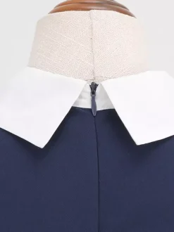 Robe cocktail vintage années 50 pour femme - Col en V manches courtes coupe trapèze buste froncé style rockabilly longueur midi - Invitée de mariage 2026