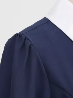 Robe cocktail vintage années 50 pour femme - Col en V manches courtes coupe trapèze buste froncé style rockabilly longueur midi - Invitée de mariage 2026