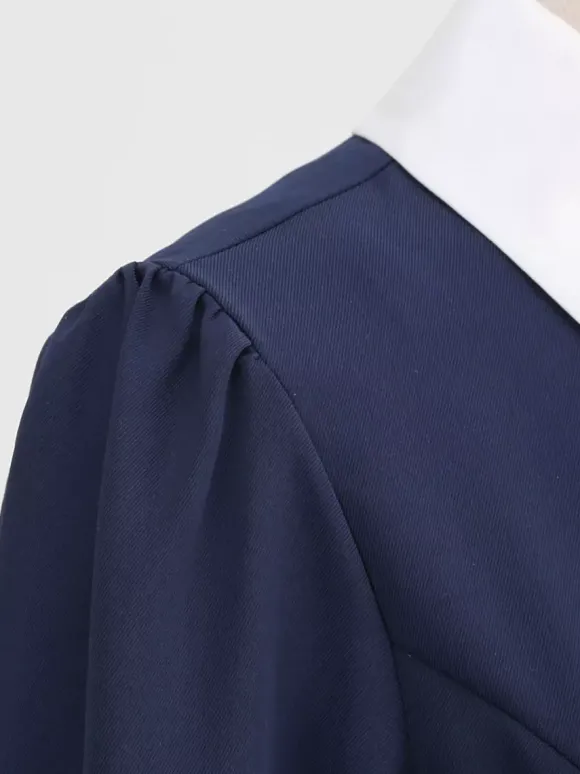 Robe cocktail vintage années 50 pour femme - Col en V manches courtes coupe trapèze buste froncé style rockabilly longueur midi - Invitée de mariage 2026