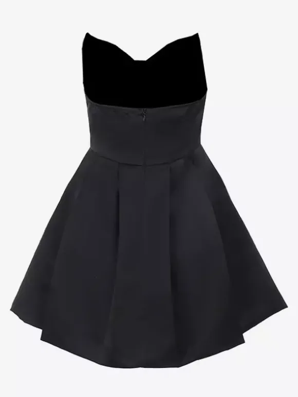 Robe corset en satin pour femme - Robe noire gothique bustier c艙ur sans manches à baleines - Idéale pour une fête d'anniversaire d'été 2026