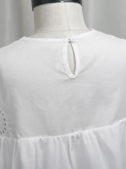 Robe cortège enfant boho Polyester Coton Découpé Décolleté Conçu Manches Courtes Blanc