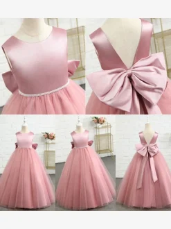Robe cortège enfant col rond dos en V robe enfant princesse