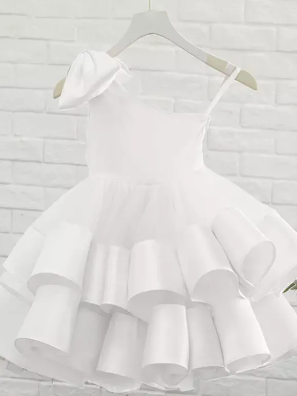 Robe cortège enfant princesse à une épaule robe fille cérémonie
