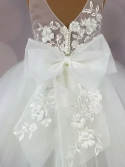 Robe cortège enfant robe céréminie fille col rond noeud sur dos
