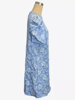 Robe courte à manches bouffantes pour femme - Robe d'été à col rond en jacquard fleuri - Idéale pour les fêtes d'été à la plage 2026