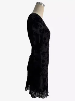 Robe courte à manches évasées n艙ud et imprimé floral floqué pour femme 2026