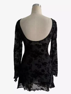Robe courte à manches évasées n艙ud et imprimé floral floqué pour femme 2026