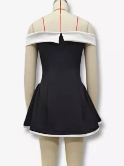 Robe courte à épaules dénudées et manches longues coupe trapèze tenue de soirée sexy pour femme 2026
