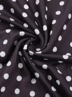 Robe courte à pois pour femme - Marron chocolat vintage col en V manches longues moulante - Idéale pour les fêtes de printemps 2026
