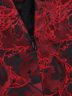 Robe courte bordeaux à épaules dénudées en jacquard fleuri - Idéale pour un bal de promo ou une fête d'anniversaire (2026)
