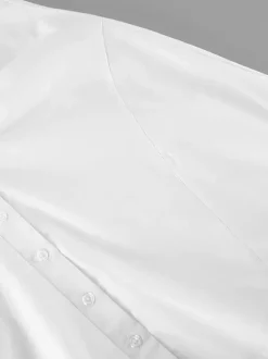 Robe courte en coton respirant pour femme - Style cottagecore blanc - Manches bouffantes col carré froncé - Idéale pour une garden-party ou une soirée romantique en été (2026)