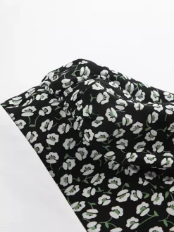 Robe courte vintage à fleurs pour femme - Manches bouffantes et ceinture - Col pointu - Tenue romantique pour une soirée en amoureux 2026
