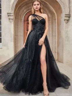 Robe de bal col en coeur a-ligne sans manches en dentelle robes d'invité de mariage
