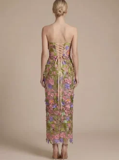 Robe de bal robe de soirée robe de cocktail robe bustier en tulle robe longue à fleurs pour concours de beauté