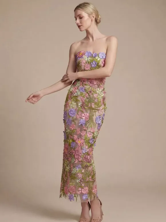 Robe de bal robe de soirée robe de cocktail robe bustier en tulle robe longue à fleurs pour concours de beauté